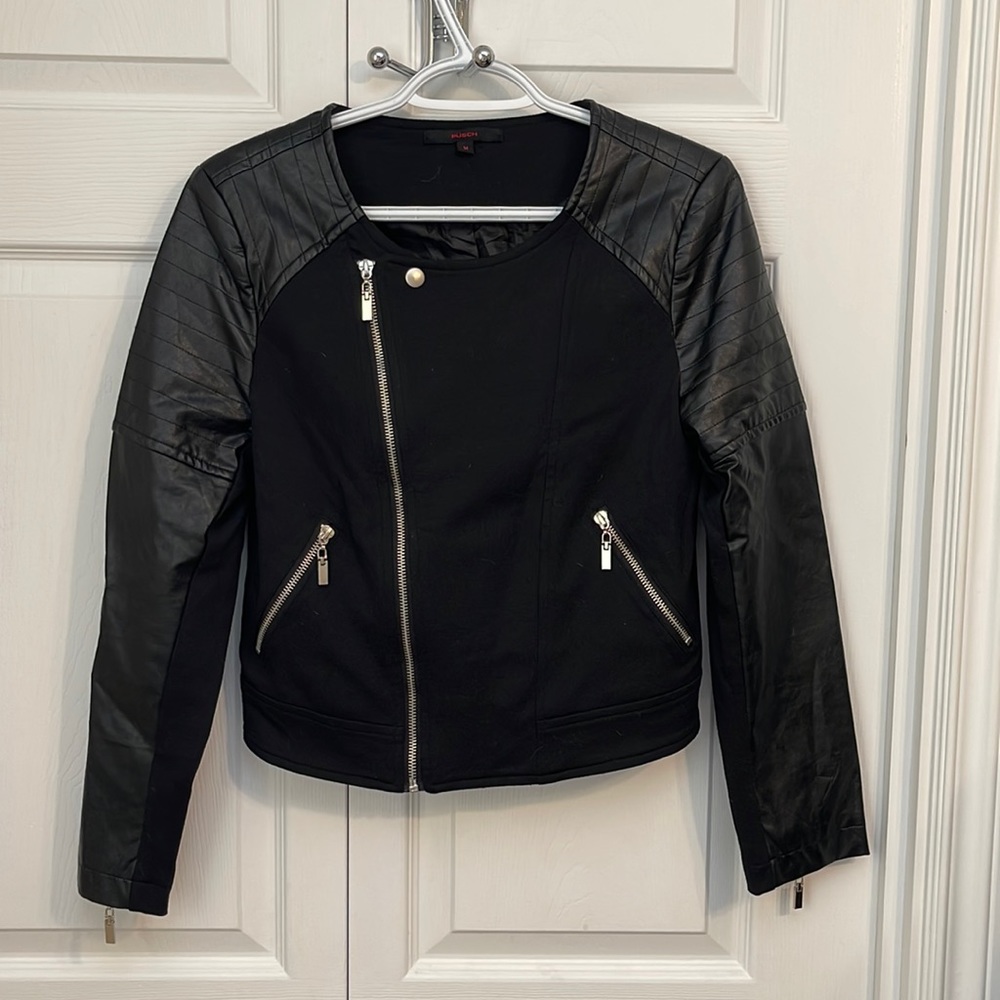 Püsch Leather Sleeve Bomber Jacket
